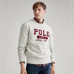 Polo Ralph Lauren Mens Fleece Grey Graphic Crewneck Sweatshirt